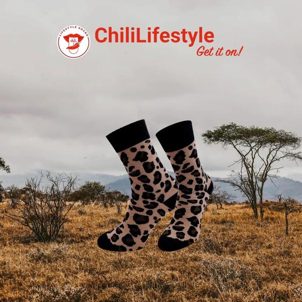 Freizeitsocken Leopard 1 Paar Grösse 36-40 - Modisches Design & komfortabler Sitz - 80% Baumwolle 17% Polyamid 3% Elasthan - EU-Herstellung