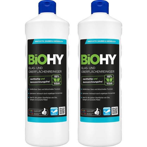 2er-Set Glasreiniger - streifenfreier Glanz für Spiegel & Fenster - 100% vegan - nachhaltig & kennzeichnungsfrei - Made in Germany - 1 Liter Konzentrat
