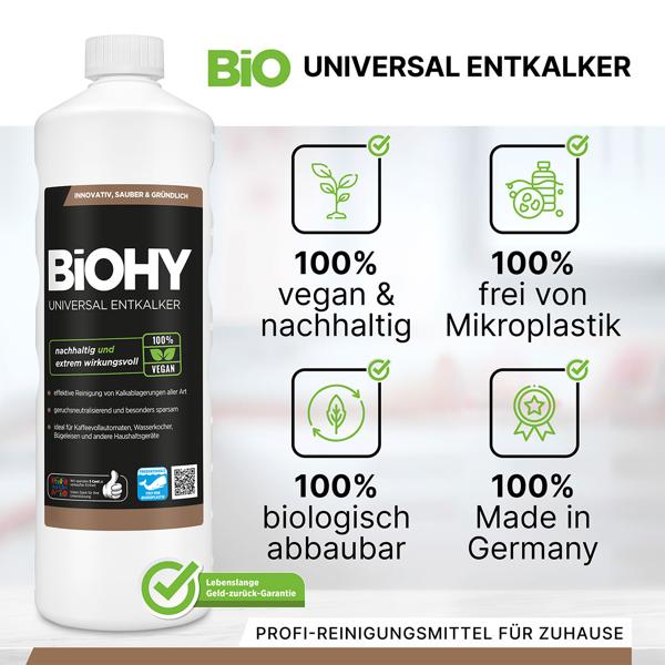 2er-Set Universal Entkalker - Extrem kalklösend für Kaffeevollautomaten, Wasserkocher, Bügeleisen & Duschen - 100% vegan, je 1 Liter - Made in Germany