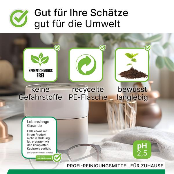 2er-Set Hocheffektives Ultraschallreiniger Konzentrat, vegan, nachhaltig und kennzeichnungsfrei, 1 Liter, biologisch abbaubar