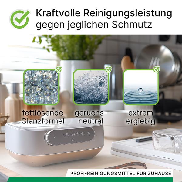 2er-Set Hocheffektives Ultraschallreiniger Konzentrat, vegan, nachhaltig und kennzeichnungsfrei, 1 Liter, biologisch abbaubar
