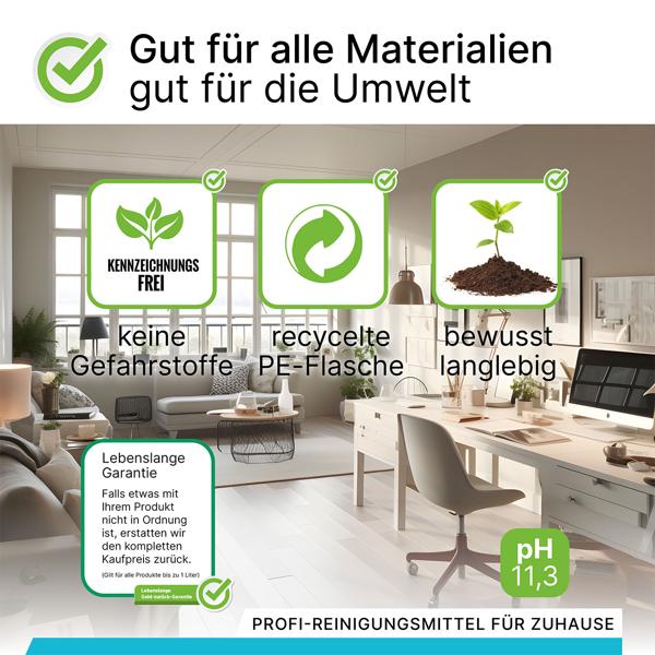 2er-Set Boden- & Grundreiniger, 1 Liter - Vegan, nachhaltig, mikroplastikfrei - Hocheffektiv für Fliesen, Linoleum, PVC & Steinböden - Made in Germany