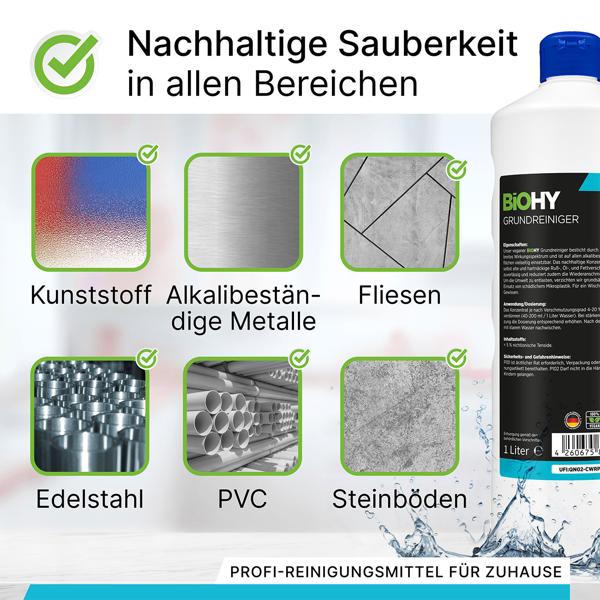 2er-Set Boden- & Grundreiniger, 1 Liter - Vegan, nachhaltig, mikroplastikfrei - Hocheffektiv für Fliesen, Linoleum, PVC & Steinböden - Made in Germany