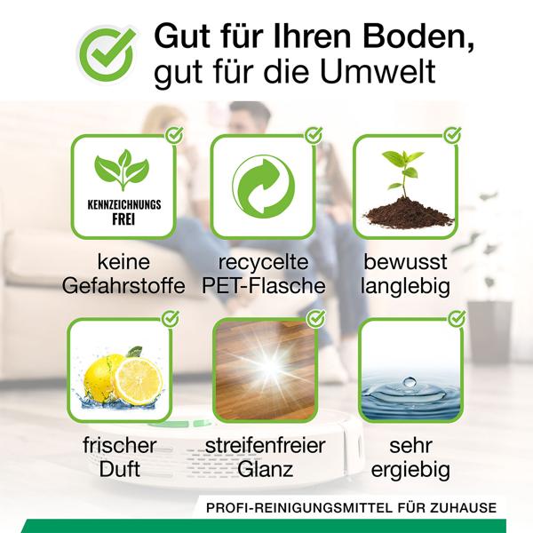 Effektives Bodenreiniger Konzentrat für Wischroboter, Frühlingsduft, vegan, 1 L, biologisch abbaubar, schnell trocknend