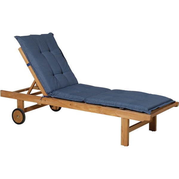 Liegen-Auflage - Weiche, komfortable Polsterung, kobalt, 200x65 cm - UV-Schutz, Bindebänder & Riemen - Für Garten, Balkon, Liegestuhl, Sonnenliege