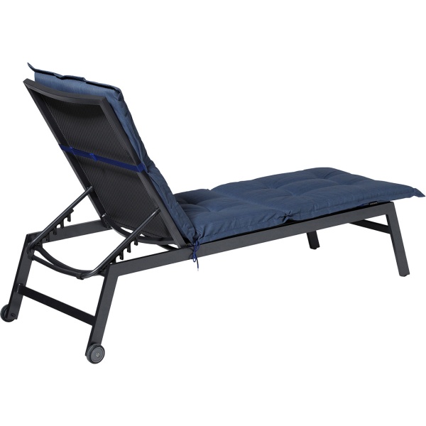 2er-Set Liegen-Auflage - Weiche, komfortable Polsterung, kobalt, 200x65 cm - UV-Schutz, Bindebänder & Riemen - Für Garten, Balkon, Liegestuhl, Sonnenliege