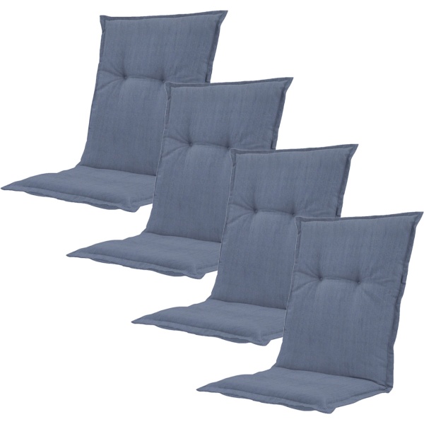4er-Set Gartenstuhlkissen Niederlehner - Weiche, komfortable Polsterung, kobalt-blau, 105x50cm - UV-Schutz, mit Bindebändern & Riemen, Niederlehner Polster