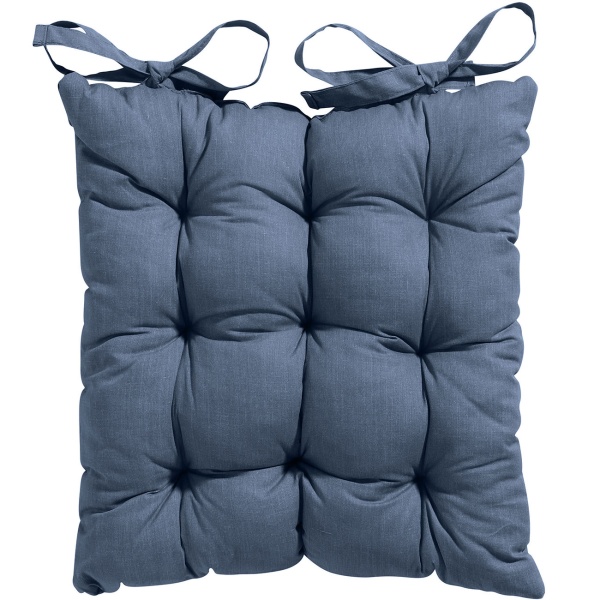 4er-Set Stuhlkissen mit Steppung 46x46 cm Kobalt - Bequeme Sitzkissen für Küchen- & Gartenstühle - 8 cm Dicke - UV-Schutz - Mit Befestigungsbändern