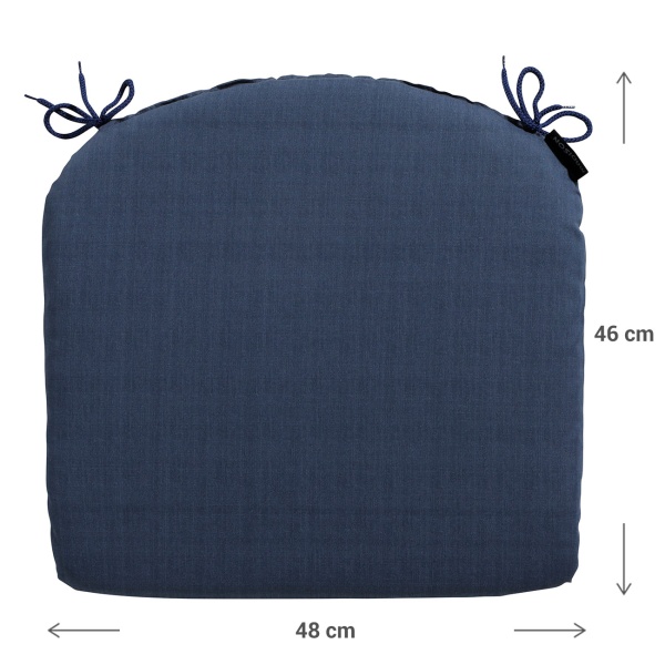 Stuhlkissen 46x48 cm Kobalt-Blau - Bequeme Sitzkissen für Esszimmer & Gartenstühle - 4,5 cm Dicke - UV-Schutz - Mit Befestigungsbändern - SG-20 Füllung