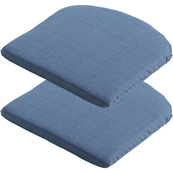 2er-Set Stuhlkissen 46x48 cm Kobalt-Blau - Bequeme Sitzkissen für Esszimmer & Gartenstühle - 4,5 cm Dicke - UV-Schutz - Mit Befestigungsbändern - SG-20 Füllung