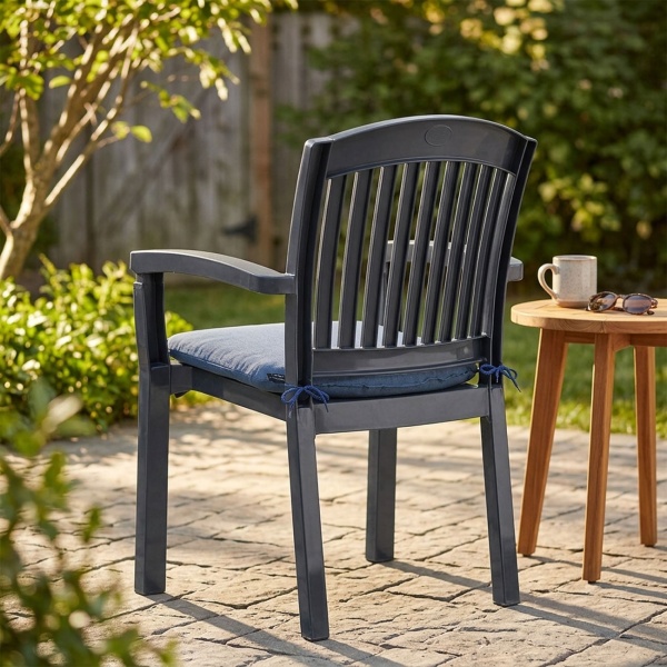 4er-Set Stuhlkissen 46x48 cm Kobalt-Blau - Bequeme Sitzkissen für Esszimmer & Gartenstühle - 4,5 cm Dicke - UV-Schutz - Mit Befestigungsbändern - SG-20 Füllung