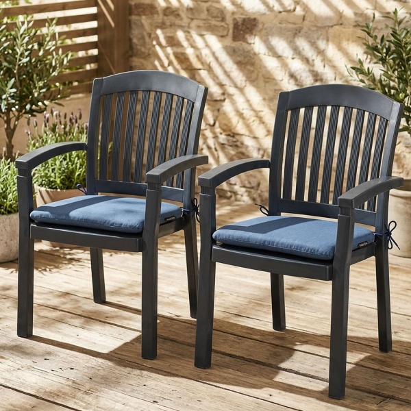 4er-Set Stuhlkissen 46x48 cm Kobalt-Blau - Bequeme Sitzkissen für Esszimmer & Gartenstühle - 4,5 cm Dicke - UV-Schutz - Mit Befestigungsbändern - SG-20 Füllung