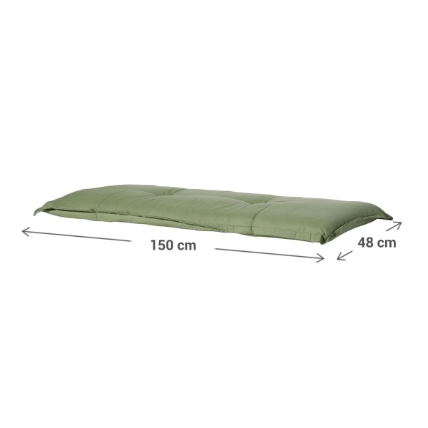 Bankauflage Grün 150x48 cm - Bequeme 6 cm Polsterung SG-20 - Sitzkissen für Gartenbank aus Baumwolle & Polyester - UV-Schutz, Gartenbankauflage