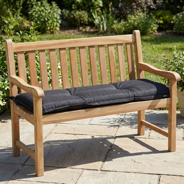 Bankauflage Schwarz 120x48 cm - Bequeme 6 cm Polsterung SG-20 - Sitzkissen für Gartenbank aus Baumwolle & Polyester - UV-Schutz, Gartenbankauflage