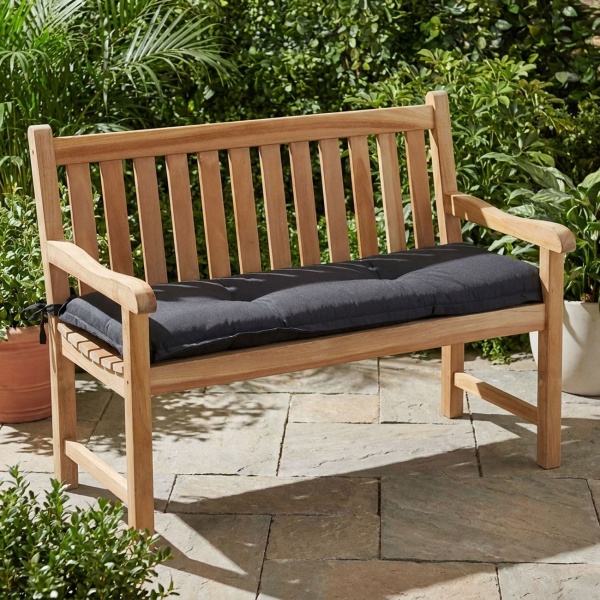 Bankauflage Schwarz 150x48 cm - Bequeme 6 cm Polsterung SG-20 - Sitzkissen für Gartenbank aus Baumwolle & Polyester - UV-Schutz, Gartenbankauflage