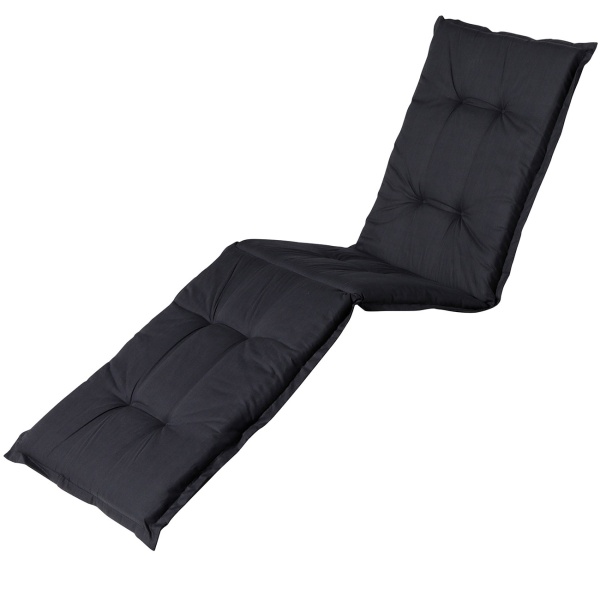 Liegen-Auflage - Weiche, komfortable Polsterung, schwarz, 200x65 cm - UV-Schutz, Bindebänder & Riemen - Für Garten, Balkon, Liegestuhl, Sonnenliege