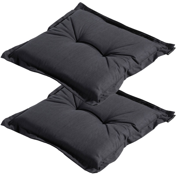 2er-Set Garten Sitzkissen 50x50 cm Schwarz - 7cm dicke Stuhlauflagen mit UV-Schutz - Bequeme SG-20 Füllung - Modernes Design ohne Bänder - Baumwoll-Mix