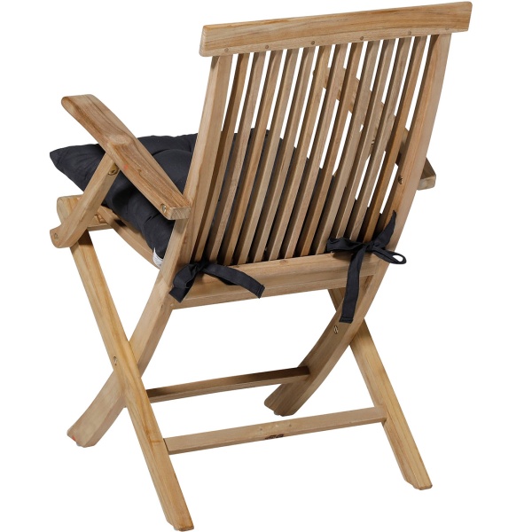 4er-Set Stuhlkissen mit Steppung 46x46 cm Schwarz - Bequeme Sitzkissen für Küchen- & Gartenstühle - 8 cm Dicke - UV-Schutz - Mit Befestigungsbändern