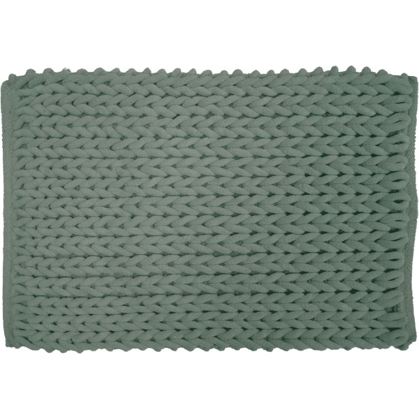 Premium Badmatte 80x50 cm in Zederngrün - Flauschiger Duschvorleger mit Relief-Strick-Optik - Rutschfester Badteppich aus Baumwollmix