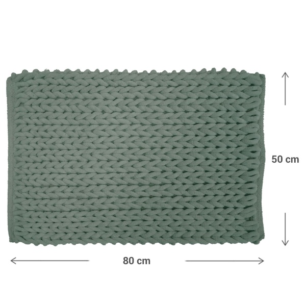 Premium Badmatte 80x50 cm in Zederngrün - Flauschiger Duschvorleger mit Relief-Strick-Optik - Rutschfester Badteppich aus Baumwollmix