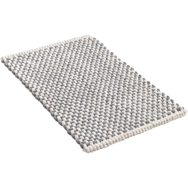 Badmatte 80x50 cm in Grau-Weiss - Weicher Duschvorleger aus Chenille-Gewebe in Strick-Optik - Rutschfester Badteppich mit Baumwoll-Anteil