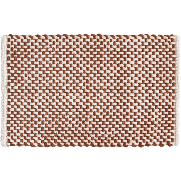 Badmatte 80x50 cm in Terrakotta-Weiss - Weicher Duschvorleger aus Chenille-Gewebe in Strick-Optik - Rutschfester Badteppich mit Baumwoll-Anteil