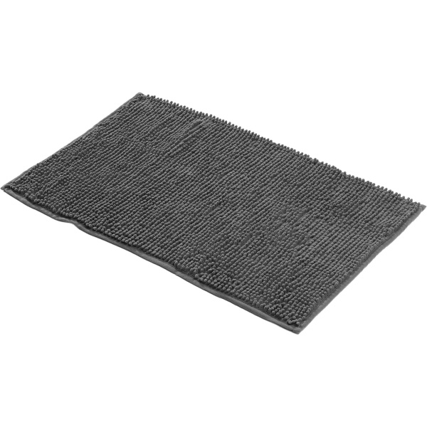 Flauschiger Badezimmerteppich 75x45 cm in Anthrazit -  Rutschfester Duschvorleger mit weicher Mikrofaser-Struktur