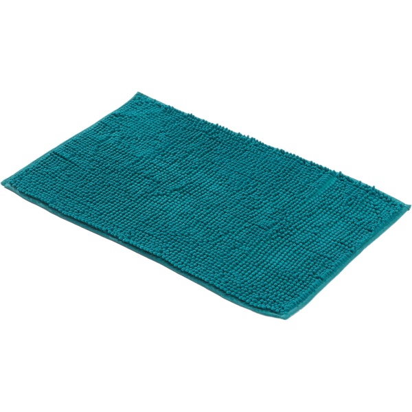 Flauschiger Badezimmerteppich 75x45 cm in Smaragdgrün -  Rutschfester Duschvorleger mit weicher Mikrofaser-Struktur