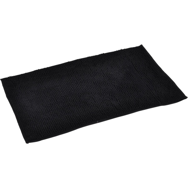 Flauschiger Badezimmerteppich 75x45 cm in Schwarz -  Rutschfester Duschvorleger mit weicher Mikrofaser-Struktur