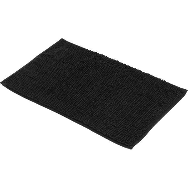 Flauschiger Badezimmerteppich 75x45 cm in Schwarz -  Rutschfester Duschvorleger mit weicher Mikrofaser-Struktur