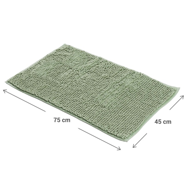 Flauschiger Badezimmerteppich 75x45 cm in Grün -  Rutschfester Duschvorleger mit weicher Mikrofaser-Struktur