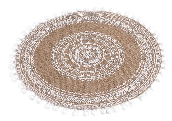 Rundes Jute Tischset mit Quasten - Boho Platzset Ø 38 cm - Schutz vor Kratzern & Flecken - stabil langlebig - ideal für Esstisch & Couchtisch