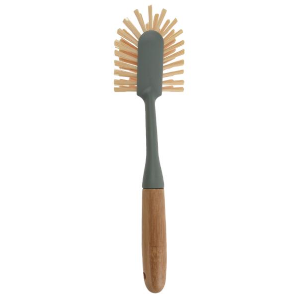 Spülbürste mit Bambusgriff - Ergonomische Abwaschbürste für Geschirr - Langlebiger Polypropylen Bürstenkopf - 28x7x6cm - Braun/Grün sortiert
