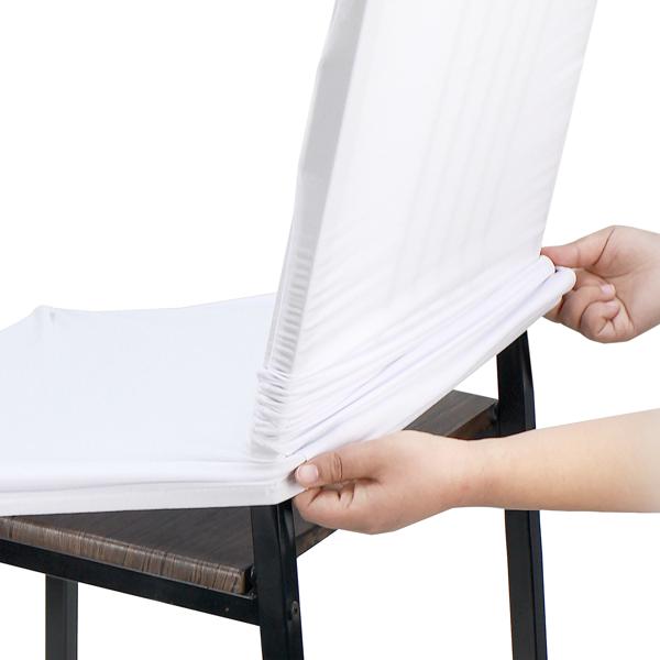 Edler Stuhlbezug, weiss, 2er-Set, aus Stretch mit Lehnenbezug, OEKO-TEX Standard 100, waschbar bis 40°C, Schutz vor Abnutzung