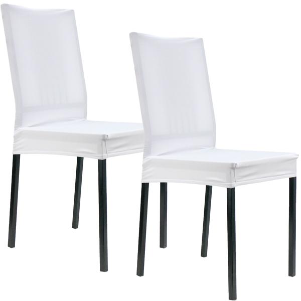 Edler Stuhlbezug, weiss, 2er-Set, aus Stretch mit Lehnenbezug, OEKO-TEX Standard 100, waschbar bis 40°C, Schutz vor Abnutzung