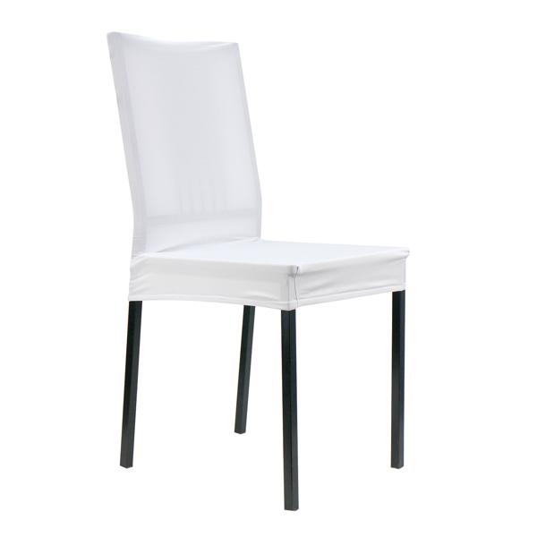 Edler Stuhlbezug, weiss, 2er-Set, aus Stretch mit Lehnenbezug, OEKO-TEX Standard 100, waschbar bis 40°C, Schutz vor Abnutzung