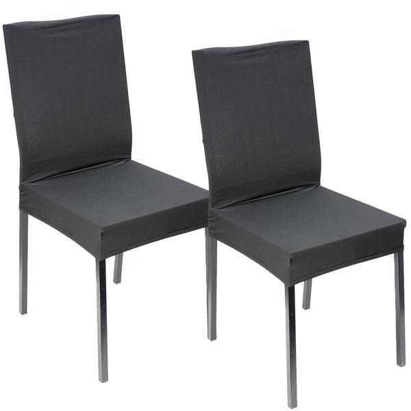 Edler Stuhlbezug, schwarz, 2er-Set, Stretch mit Lehnenbezug, OEKO-TEX Standard 100, waschbar bis 40°C, Schutz vor Abnutzung