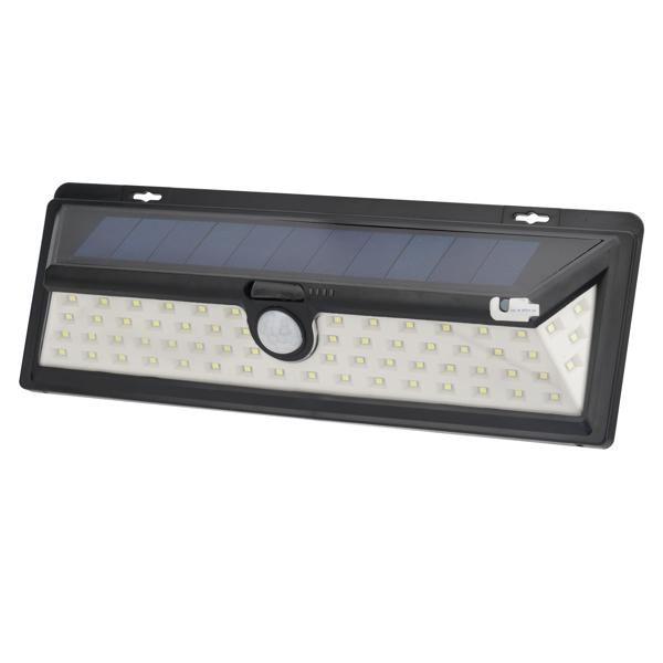 4er-Spar Set Moderne Wandleuchte, Solarpanel, PIR Bewegungs-Sensor, 66 helle LEDs, 800 Lumen, 13,2 Watt, IP44, inkl. Montagematerial