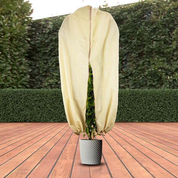 Pflanzenabdeckung XL, Winterschutz, 180 x 120 cm, Kübelpflanzen Schutzhauben als Frostschutz mit Zugband und Reissverschluss, atmungsaktiv 