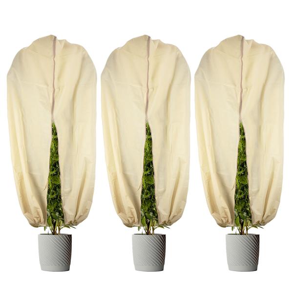 3er-Set Pflanzenabdeckung XL, Winterschutz, 180 x 120 cm, Kübelpflanzen Schutzhauben als Frostschutz, Zugband, Reissverschluss, atmungsaktiv 