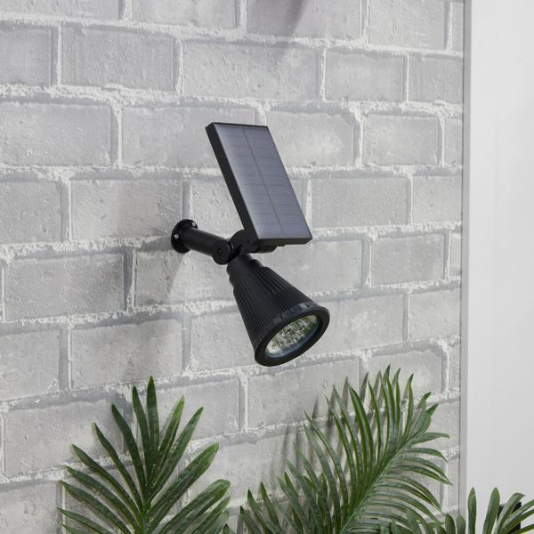 Solar-Gartenleuchte mit Erdspiess & Dämmerungssensor – Wetterfester Gartenstrahler (200lm) IP44, neigbar, 8h Leuchtdauer