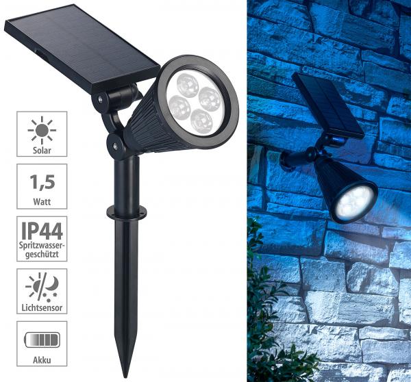 2er-Set Solar-Gartenstrahler mit Erdspiess - Wetterfester Gartenstrahler (IP44), 200 Lumen - Perfekte Akzente an Pflanzen & Wegen
