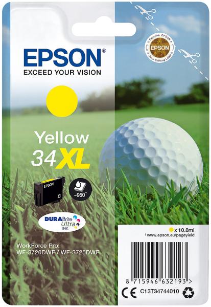 Original Epson T3474/34XL Tintenpatrone Gelb - Für scharfe, lebendige Drucke & bis zu 950 DIN A4-Seiten - Kompatibel mit Epson WorkForce Pro WF-3700 Serie