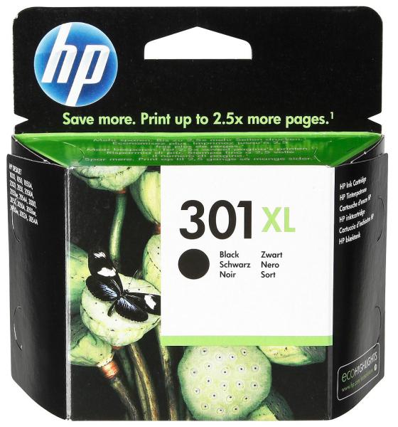 HP Original Tintenpatrone CH563EE (301XL) Schwarz XL | 480 Seiten | für HP DeskJet/Envy/OfficeJet