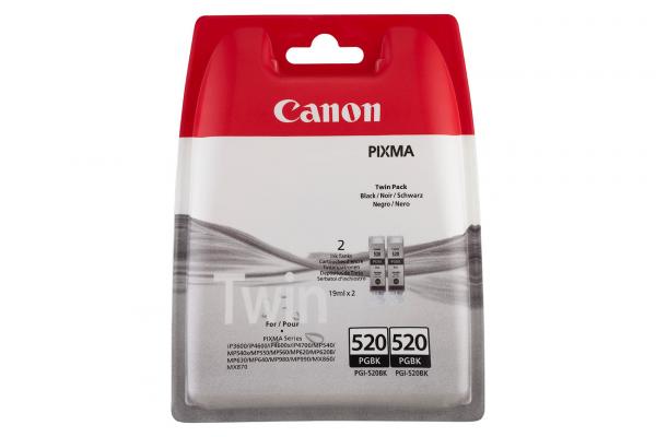Original Canon PGI-520PGBK Tintenpatronen Twinpack - 2x 19ml Schwarz für gestochen scharfe Ausdrucke - Kompatibel mit Canon Pixma IP/MP/MX Serien