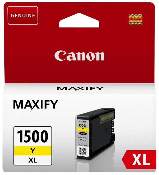 Canon PGI-1500XL Y Tintenpatrone Original Yellow - Für Maxify MB 2000/2100/2300/2700 Serien - 12ml - Hochwertige Originalqualität für strahlende Farbdrucke