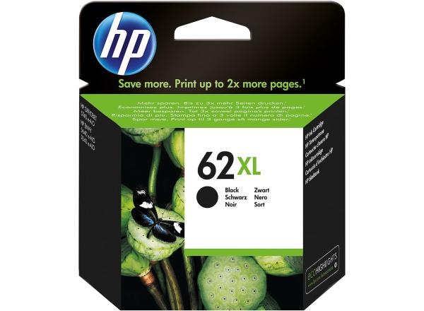 Original HP 62XL Tintenpatrone Schwarz - Kristallklare Druckqualität & 600 Seiten - Für HP DeskJet/Envy/OfficeJet Modelle (C2P05AE)