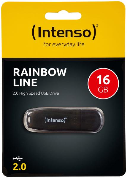 16 GB USB-Speicherstick Rainbow Line - Ultraschnelle Datensicherung transparent-schwarz - High-Speed USB 2.0 bis 28 MB/s - Robust mit Schutzkappe