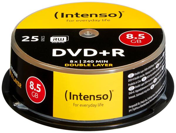 DVD+R Rohlinge - 8,5GB Double Layer Speicherkapazität für lange Filme - 25er-Spindel - 8x Brenngeschwindigkeit - Kratzresistent - Ideal für DVD-Qualität