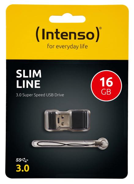 USB Stick Slim Line 16GB USB 3.0 Superspeed - Ultraleicht, unauffällig & mobil - 35 MB/s Lesen, 20 MB/s Schreiben - Schwarz - Kompatibel Win/Mac